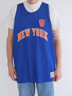 Mitchell Ness Blue White New York Knicks Reversible Basketball Jersey NBA XL